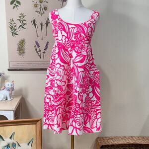 Anthropologie Vanessa Virginia Pink Floral Pockets Dress Preppy Coastal Beachy 6